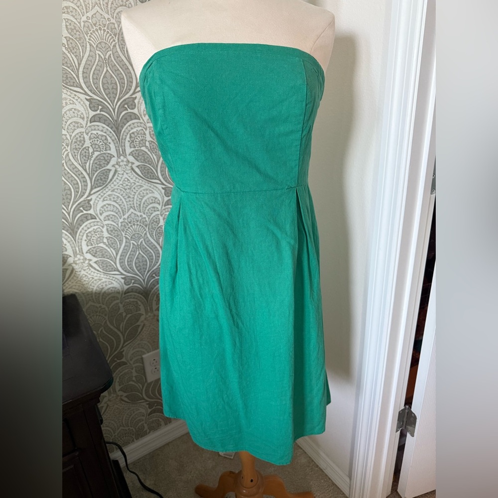 Old Navy Green Pleated Strapless A-line Dress size 14